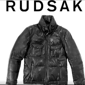 RUDSAK leather down filled puffer jacket i…